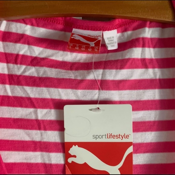 Puma pink /white striped sleeveless shirt - Picture 3 of 4